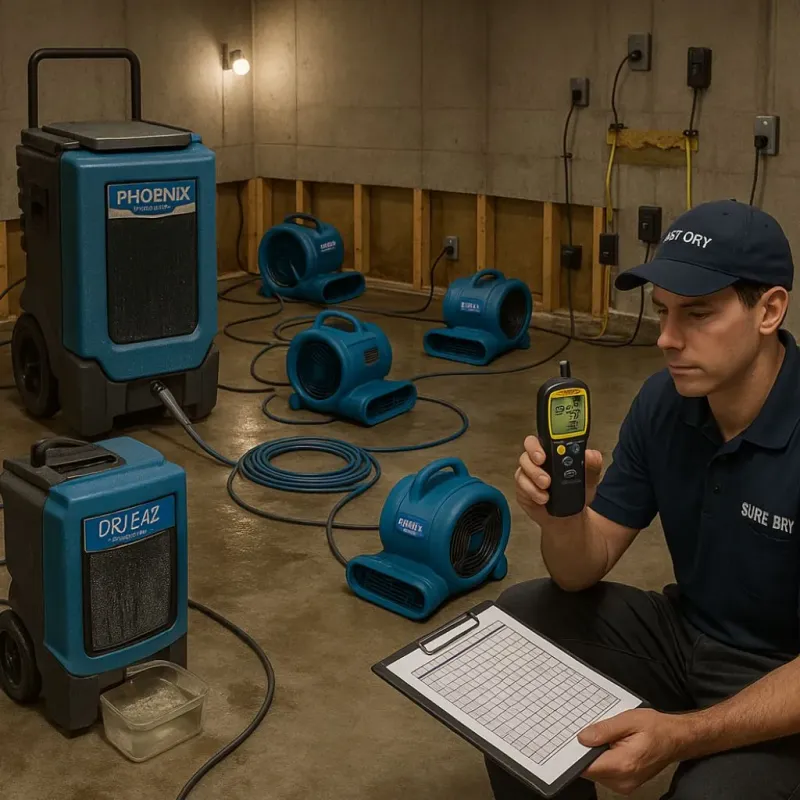 Structural Drying and Dehumidification process in McKinney, TX